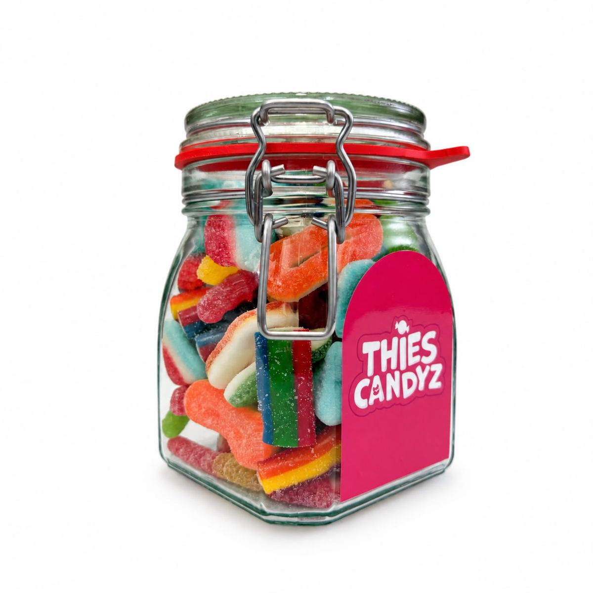 Gevulde Snoeppot met Logo – Vierkante Weckpot 900ml
