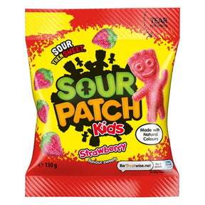 Sour Patch Kids Strawberry 130g zak, Amerikaans snoep, verkrijgbaar bij ThiesCandyz