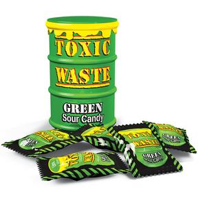 Toxic Waste Green Sour Candy drum met losse snoepjes, Amerikaans zuur snoep bij ThiesCandyz
